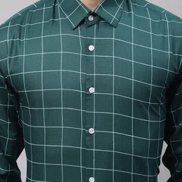 JAINISH Men Windowpane Checked Formal Cotton Shirt image 5