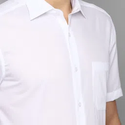Louis Philippe Men White Solid Formal Shirt image 2