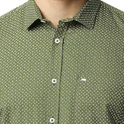 Basics Geometric Printed Spread Collar Long Sleeves Cotton Slim Fit Casual Shirt image 2