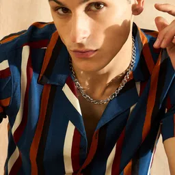 DENNISON Smart Oversized Striped Cuban Collar Casual Shirt image 3