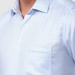 Van Heusen Men Blue Checked Pure Cotton Formal Shirt image 4