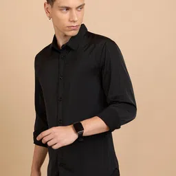 HIGHLANDER Black Spread Collar Oversized Casual Shirt image 3