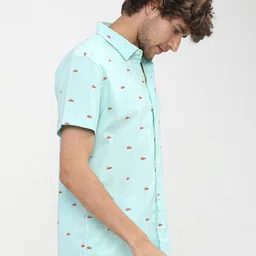 KETCH Men Blue Slim Fit Printed Casual Shirt image 3