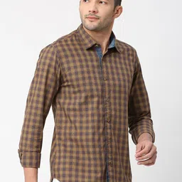 SNX Men Tailored Fit Checked Cotton Casual Shirt image 2