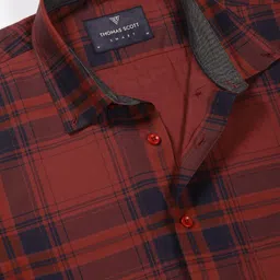 Thomas Scott Men Premium Tartan Checked Button-Down Collar Cotton Casual Shirt image 4