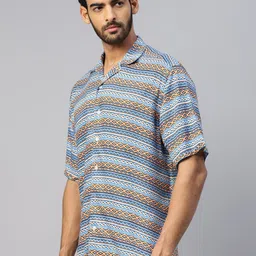 DON VINO Men Comfort Horizontal Stripes Opaque Printed Casual Shirt image 4