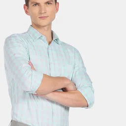 Arrow Men Regular Fit Checked Cotton Auto Press Formal Shirt image 3