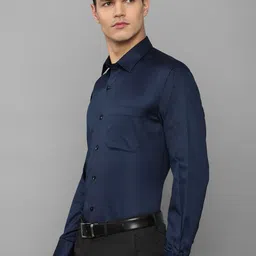 Louis Philippe Men Navy Blue Solid Slim Fit Formal Shirt image 3