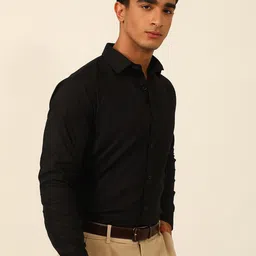 JAVINISHKA Spread Collar Classic Tailored Fit Opaque Formal Shirt image 4