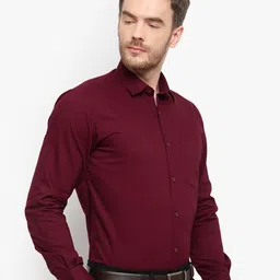 D Kumar Men Maroon Solid Standard Formal Shirt image 5