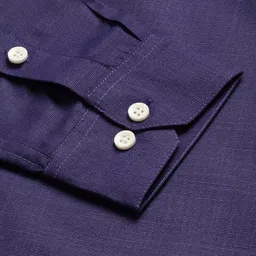 SOJANYA Men Navy Blue Solid Semi Formal Shirt image 4