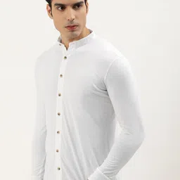 GESPO Men White Cotton Comfort Opaque Casual Shirt image 3