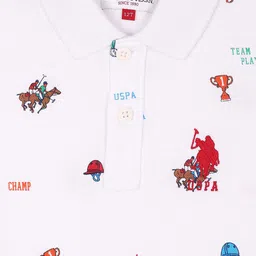 U.S. Polo Assn. Kids Boys Conversational Printed Polo Collar Pure Cotton T-Shirt image 3