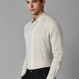 Luxure by Louis Philippe Spread Collar  Linen Formal Shirt image 3