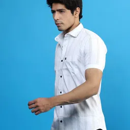 INDIAN THREADS India Slim Fit Striped Spread Collar Cotton Casual Shirt image 3