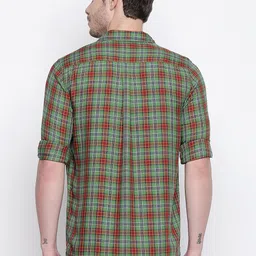 Basics Men Green Slim Fit Tartan Checked Casual Shirt image 2