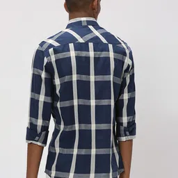 Mufti Trim Slim Fit Windowpane Checked Pure Cotton Casual Shirt image 5