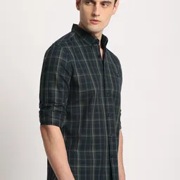 THE BEAR HOUSE Checked Slim Fit Button-Down Collar Pure Cotton Casual Shirt image 4