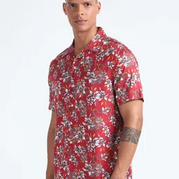 Flying Machine Floral Printed Cuban Collar Casual Shirt image 4