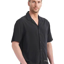 RARE RABBIT Men Comfort Cuban Collar Graphic Printed Cotton Casual Shirt image 4