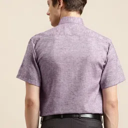 SOJANYA Men Purple Classic Regular Fit Solid Formal Shirt image 5