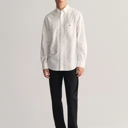 GANT Men Button-Down Collar Solid Cotton Casual Shirt image 5