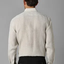 Luxure by Louis Philippe Spread Collar  Linen Formal Shirt image 2