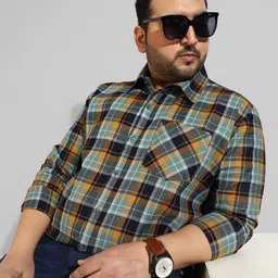 Instafab Plus Size Men Tartan Checks Checked Casual Cotton Shirt-picture-36