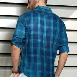 High Star Men Standard Tartan Checks Opaque Checked Casual Shirt image 5