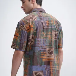 KETCH Men Spread Collar Geometric Printed Casual Shirt image 3