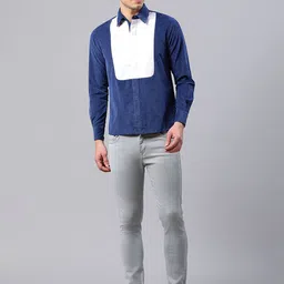 HOUSE OF S Men Straight Fit Colourblocked Corduroy Casual Shirt image 3