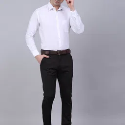 JAINISH Men White Classic Solid Formal Shirt image 4