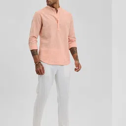 Snitch Men Smart Band Collar Textured Cotton Casual Shirt image 2