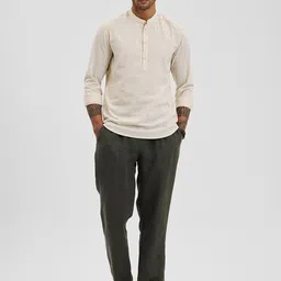 Snitch Men Smart Fit Band Collar Textured Cotton Casual Shirt image 4