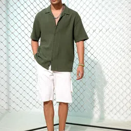 HIGHLANDER Cuban Collar Oversized Cotton Casual Shirt image 5