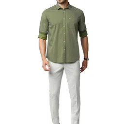 Basics Geometric Printed Spread Collar Long Sleeves Cotton Slim Fit Casual Shirt image 5