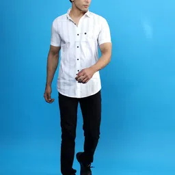 INDIAN THREADS India Slim Fit Striped Spread Collar Cotton Casual Shirt image 5