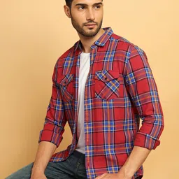 Wrangler Tartan Checked Spread Collar Twill Pure Cotton Casual Shirt-picture-28