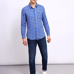 Lee Slim Fit Tartan Checked Spread Collar Cotton Casual Shirt-picture-26