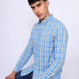 Lee Slim Fit Tartan Checks Oxford Pure Cotton Casual Shirt-image-65