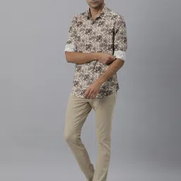 RARE RABBIT Men Beige Custom Slim Fit Floral Printed Casual Shirt image 1