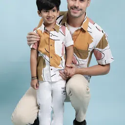 Stuffie Land Boys Smart Abstract Printed Spread Collar Cotton Casual Shirt image 3