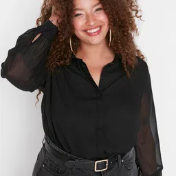 Trendyol spread collar Long Puff Sleeves Regular Fit Casual Shirt image 5