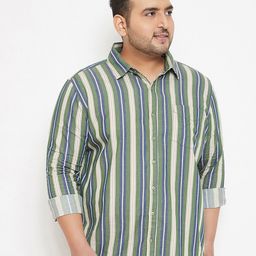 Instafab Plus Men Cotton Plus Size Classic Striped Casual Shirt-picture-46