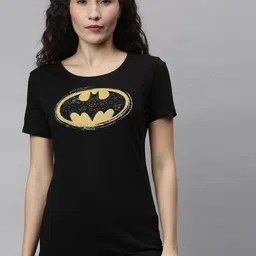 Kook N Keech Batman Women Black Batman Printed Cotton T-shirt-picture-20