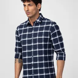 SPYKAR Men Windowpane Checked Casual Shirt image 3