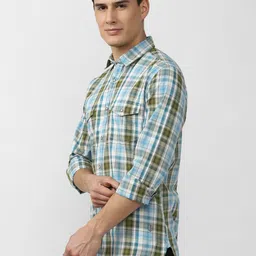 Peter England Casuals Men Slim Fit Tartan Checked Casual Shirt image 3