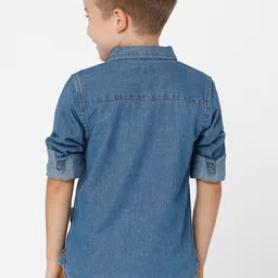 KATE & OSCAR Boys Blue Standard Cotton Casual Shirt image 4