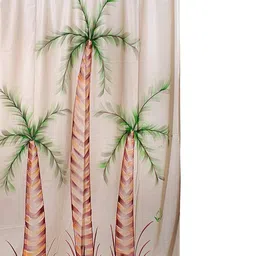 CASA-NEST Beige & Green 9 Pieces Trees Printed Waterproof Shower Curtain With Hooks image 2