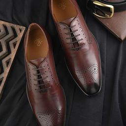 House of Pataudi Men Genuine Leather Formal Brogue Shoes-picture-13